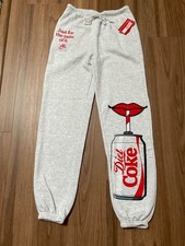 Womens Gray Diet Coke Elastic Drawstring Waist Joggers Sweat Pants Size XXS NWT picture
