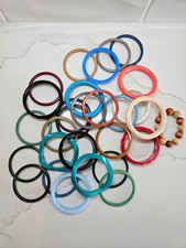 Vintage Lucite Plastic Bangle Bracelet Lot Genuine Hong Kong Retro Stacking Set picture
