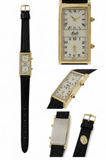 Vintage Moulin Dual Time Quartz Ladies Watch Ivory And Black Dial 18 x 38mm picture