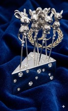 Vintage Godinger Silver Plated Mouse on Cheese Pick  Mice Party Charcuterie Read picture