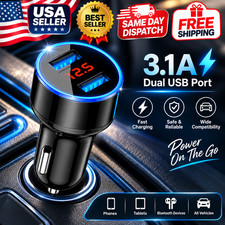 Dual Ports 3.1A USB Car Cigarette Charger Lighter Digital LED Voltmeter 12V/24V picture