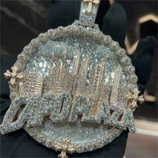 6Ct Baguette Cut Moissanite Men's Buss Down Custom Pendant 925 Sterling Silver picture