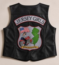 Vintage Harley Davidson Womens Leather Biker Vest Jersey Girls NJ Patch Black picture