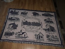 Vintage Pleasantville Ohio Heritage Woven Throw Blanket 1998 Riddle Mfg MINT picture