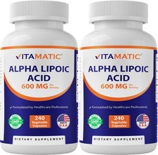 Vitamatic Alpha Lipoic Acid (ALA) 600mg Per Serving - 240 Capsules - 2 Pack picture