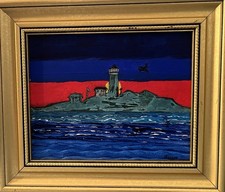 Red Sunset At Fire Island Light-Original Painting,Award Winning Artist picture