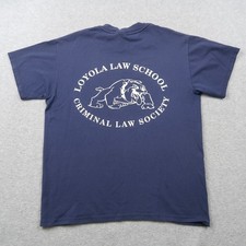Vintage Loyola Law School Criminal Law Society T-Shirt Mens M Medium Navy picture