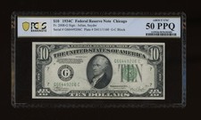 DBR 1934-C $10 FRN Chicago Fr. 2008-G PCGS-B AU-50 PPQ Serial G66449206C picture
