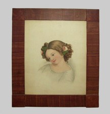 Antique Vtg 19th C 1840s Portrait of Beautiful Girl 23