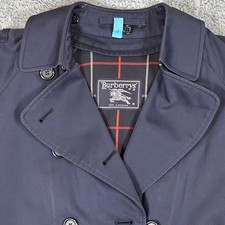 Burberrys of London Navy Double Breasted Trench Coat House Check 10 Petite picture