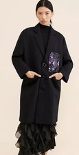 Dhruv Kapoor Coat Sequin Patch Overcoat Black $398 Retail NWOT Small picture