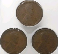1916 P 1916 D & 1916 S Lincoln Wheat 3 Coin Copper 1C BN Very Good Set FreePost  picture