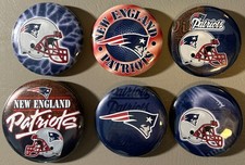 (6 pack) New England Patriots NFL 2” Buttons Pins Fun Pack (2008) Wincraft picture