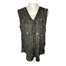 Emaline Women's Medium Sleeveless Black & Pink Floral V-Neck Top NWT picture