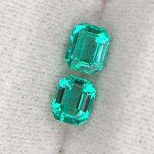 Vivid Bluish Green Natural Colombian Emerald 0.48 Ct Octagon Cut Loose Gemstones picture