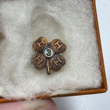 Vintage 4-H Four Leaf Clover 3 Year Lapel Pin Bronze Tone in Original Box 4H picture