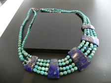 Jay King DTR Mine Finds Turquoise & Lapis Sterling 925 Multi Strand Necklace  picture