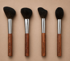 SILK STROKE Premium Goat Hair Face Brush Collection Luxury Makeup Brush Set of 4 picture