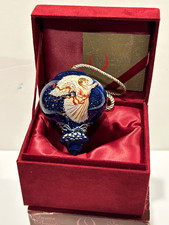 Vintage Inner Beauty Reverse Hand Painted Glass Angel Christmas Ornament Blue Bx picture