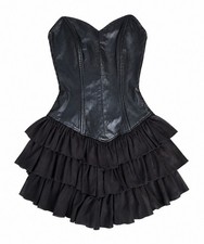 Vintage 1980’s Madonna Black Leather Goth Bustiere Strapless Ruffle Dress 5 6 picture