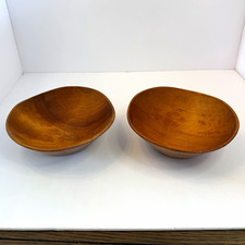 MCM Woodcroftery wood salad bowls.  2 pc Produced between 1940-1950's. Vintage  picture