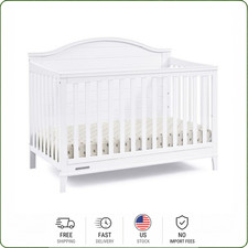 Delta Children Phoebe 6-in-1 Convertible Crib Bianca White GREENGUARD Gold picture