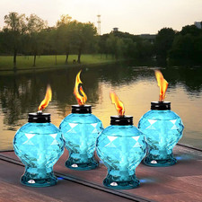 4PCS Glass Tabletop Torches Citronella Refillable Outdoor Patio Garden Lanterns picture