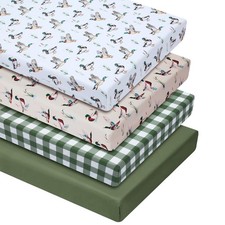 VitalCozy 4 Pcs Mallard Duck Crib Sheet Set Newborn Bedding Nursery Baby Sheets picture