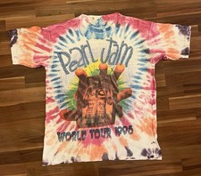 Vintage 1995 Pearl Jam World Tour Tie Dye Shirt Size XXL Single Stitch Grunge picture