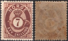 D6-3 Norway 1872-75 NK 21 MH, 7 Skilling, MI 21, SC #21. picture