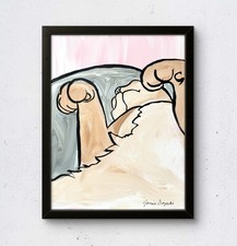 JANICEART Original Sleepy Cat Kitten Paws 11x14 Abstract Acrylic Canvas Wall Art picture