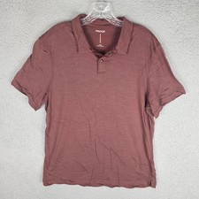 Proof Polo Mens Large Burgundy 72-Hour Merino Blend Snap Button Short Sleeve picture