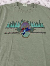 Vintage 90s Embroidered Humming Bird Men's Graphic Tee Size XL Made In USA Green picture