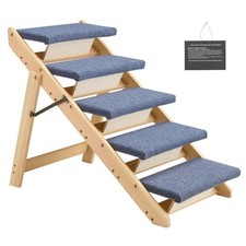 Uimoso 5-Step Wooden Pet Stairs for Dogs up to 150 lb,Ideal for Bed or Car picture