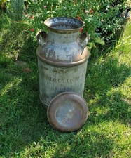 Antique McDonald Co-Op Dairy Milk Can Flint Mich Buhl Steel Pet Food Storage picture