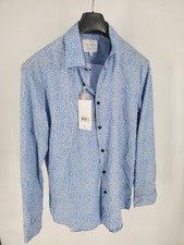 CON.STRUCT Dress Shirt Men's L 16-16.5 34/35 Blue Geometric Slim Fit Stretch picture
