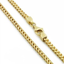 Men's Real 14k Gold Plated Solid 925 Sterling Silver Franco Chain 3mm Necklace picture