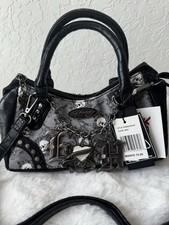 Ed Hardy Grey Skull Charm Satchel HandbEd Hardy Grey Skull Charm Satchel Handbag picture