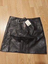 Vintage Vs2 Vakko 100% Lambs Leather Mini Skirt  Black  Size 12. Statement Piece picture