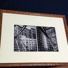 Black & White Architectural Cityscape Photograph, Matted & Framed picture