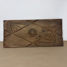 Antique Hand Carved Wood Panel Folk Art Geometric Primitive Architectural 15” picture