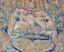 Tapestry, Fable of La Fontaine, The Wolf and the Leopard, Aubusson, 18th century, tapestry picture