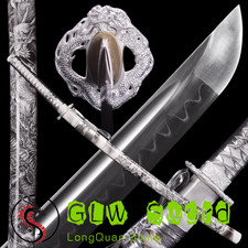 Hand Forged Japan Samurai Swords Sharp Full Tang Dragon Clay Tempered T10 Steel  picture