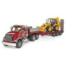 1/16th Bruder MACK Semi Granite Low Loader with JCB Backhoe Loader 02813 picture