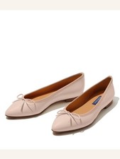 Margaux The Pointe Ballet Flats Blush Nappa Leather Pointed Toe Bow US 8 EU 38 M picture