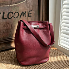 Hermès So Kelly 26 Ruby Silver HW Clemence Leather Medium Shoulder Tote Bag Rare picture