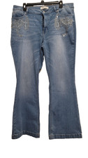 Cato Collection Bling Flare Jeans Size 16 Mid Rise Blue Rodeo Limited picture