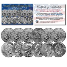 EISENHOWER IKE DOLLARS 6-COIN SET Complete Set of all 6 Years 1971-1978 with COA picture