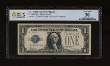 DBR Scarce 1928-D $1 Silver Fr. 1604 IB Block PCGS-B 30 Serial I72306973B picture