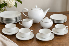 Vintage KPM Berlin Urbino Porcelain Tea Set Germany US Zone Silver Trim Trude Pe picture